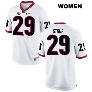 Women's Georgia Bulldogs NCAA #29 Lucas Stone Nike Stitched White Authentic College Football Jersey HQF6254PJ
